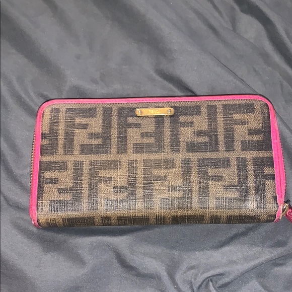 Fendi Monogram Wallet with Pink Trim Coated Canvas - Picture 1 of 10